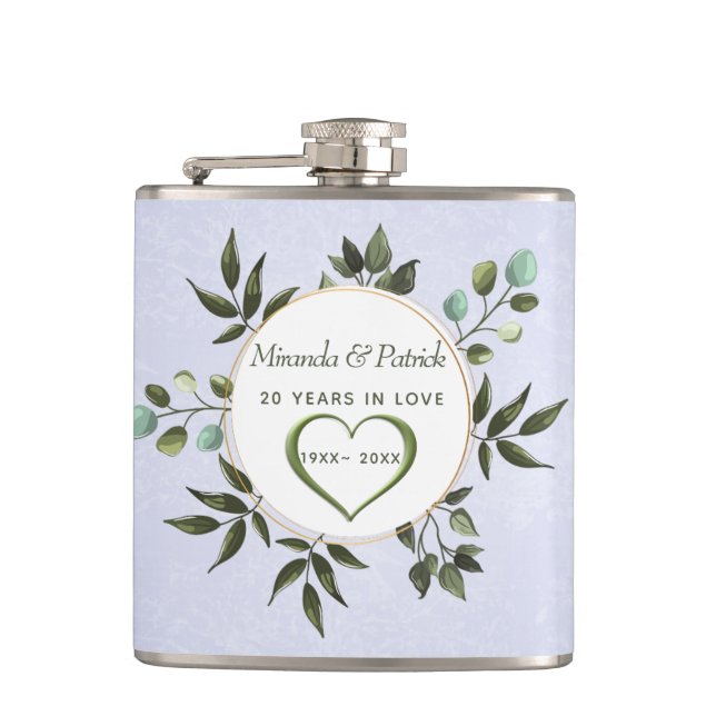 Sage Green Wreath Flask (Front)