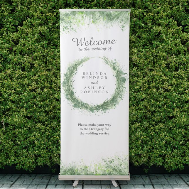 Sage Green wreath watercolor art welcome banner (Creator Uploaded)