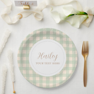 Sage green yellow Farmhouse Country Theme Wedding Paper Plates