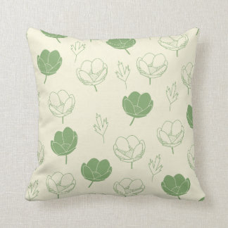 Sage Green & Yellow Floral Throw Pillow