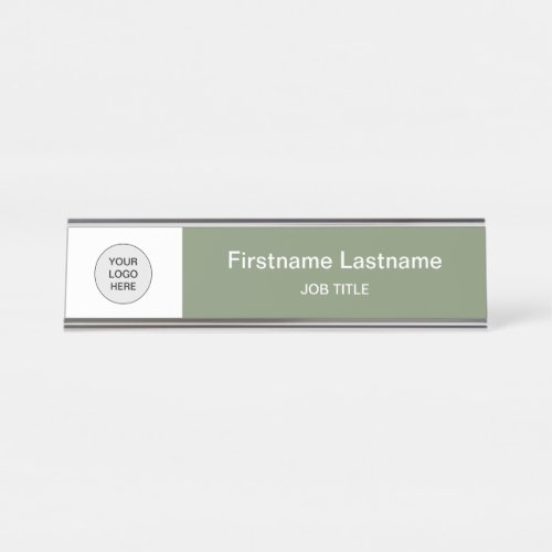 Sage Green Your Logo Modern Desk Name Plate