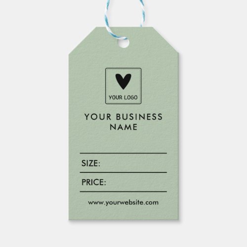 Sage Green Your Logo Social Media Price Gift Tags