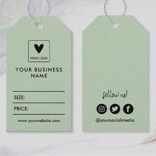 Sage Green Your Logo Social Media Price Gift Tags