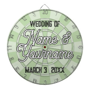 Sage Green Your Wedding Names and Date Dart Board
