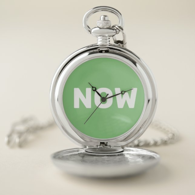 Sage green Zen "NOW" mindfulness Pocket Watch (Inside)