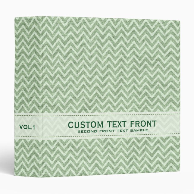 Sage Green Zigzag Chevron Pattern Linen Texture Binder (Front/Spine)