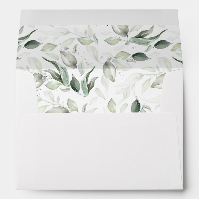 Sage Greenery and Silver Foliage Elegant Envelope (Back (Bottom))