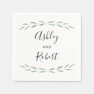 Sage Greenery Botanical Napkin, Wedding Reception Napkins