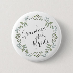 Sage Greenery Botanical Wreath Grandma of Bride Button