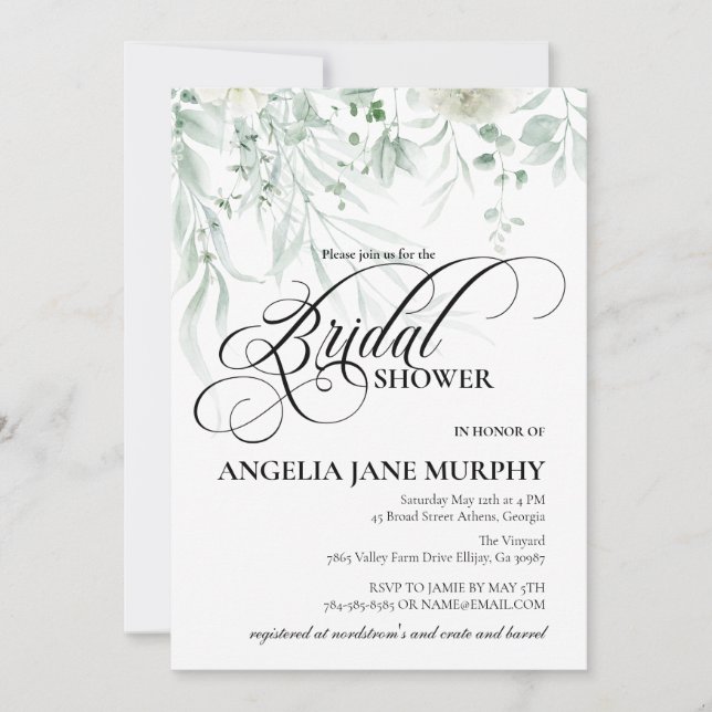Sage Greenery Bridal Shower Invitation (Front)