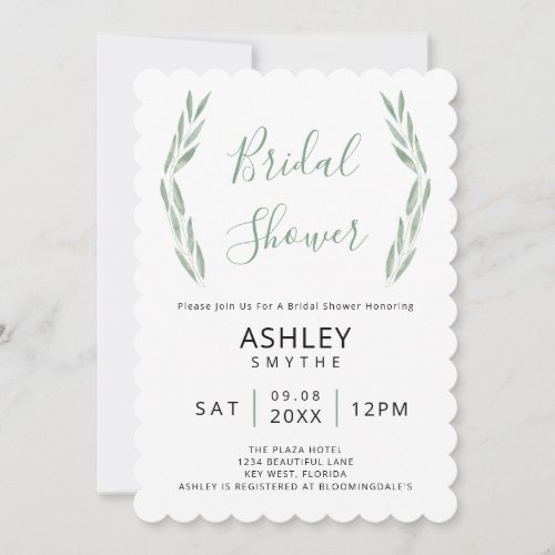 Sage Greenery Bridal Shower Invitation Botanical Invitation