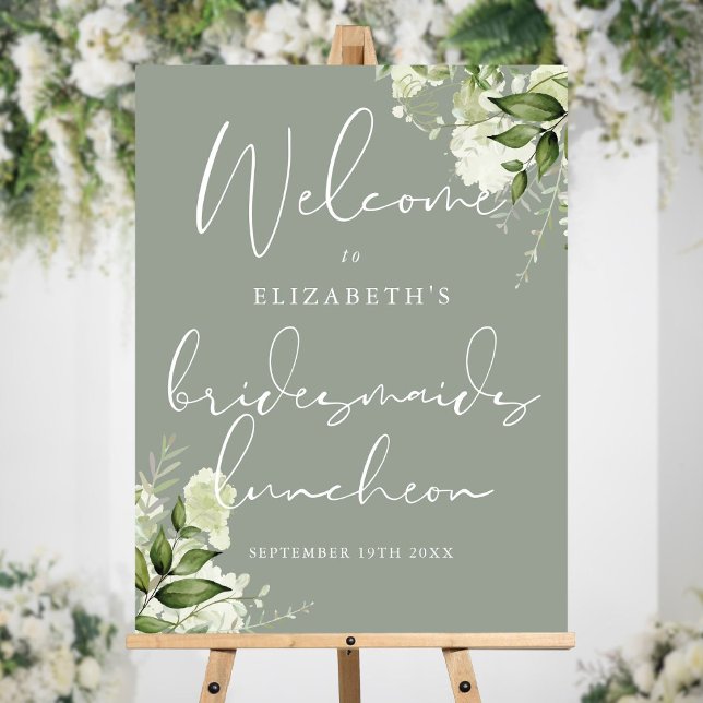 Sage Greenery Bridesmaids Luncheon Welcome Sign (Sage Greenery Bridesmaids Luncheon Welcome Sign)