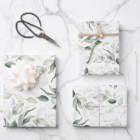 Boho Wedding Sage Watercolor Floral Bridal Shower Wrapping Paper Sheets
