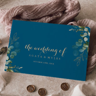 Sage Greenery Eucalyptus Gold Calligraphy Wedding Guest Book