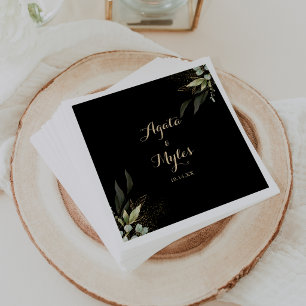 Sage Greenery Eucalyptus Gold Wedding Napkin