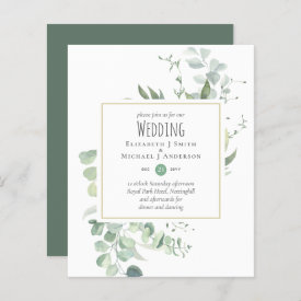 Sage Greenery Eucalyptus Wedding BUDGET Invites