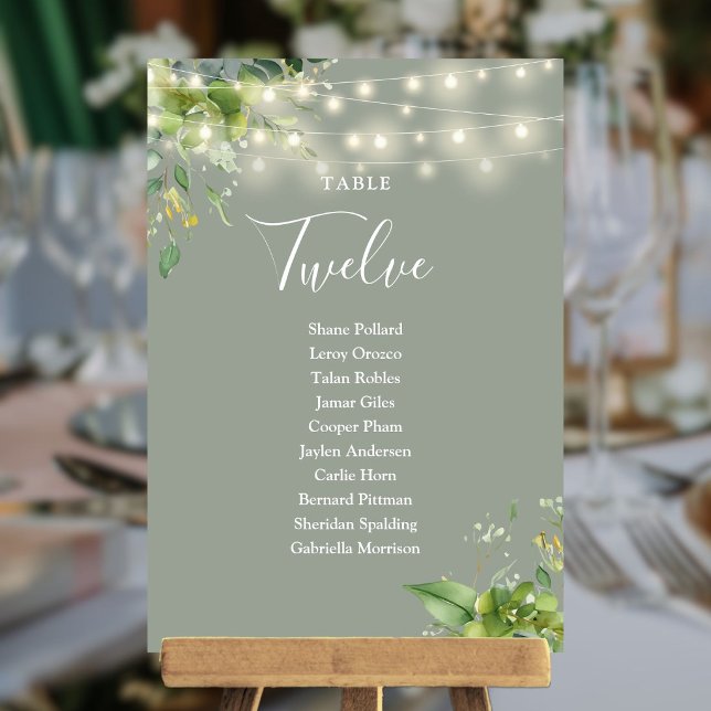 Sage Greenery Floral Seating Plan Table Number (Sage Greenery Floral Seating Plan Table Number)