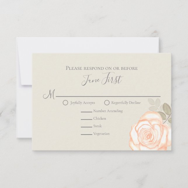 Sage Greenery Foliage Wedding Meal Selection RSVP Card (Front)