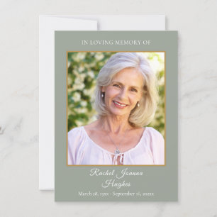 Sage Greenery Funeral Memorial Photo Prayer Cards