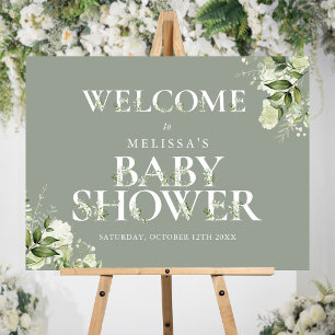 Sage Greenery Neutral Baby Shower Welcome Sign