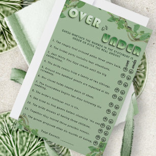 Sage Greenery Over or Under Bridal Shower Fun Game