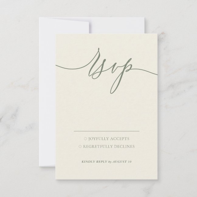 Sage Greenery Simple Minimal Modern Kindly Reply RSVP Card