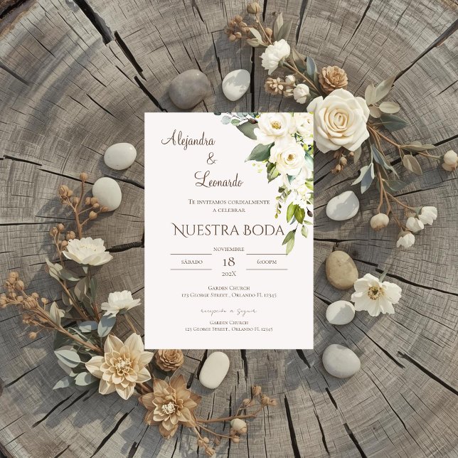 Sage Greenery Spanish Wedding Invitation (Creator Uploaded)