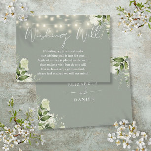 Sage Greenery String Lights Wishing Well Wedding Enclosure Card
