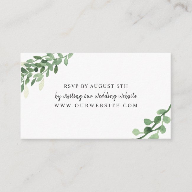 Sage Greenery wedding RSVP online card 4196 4197