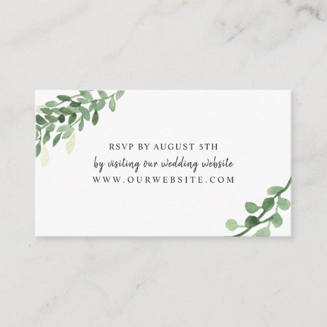 Sage Greenery wedding RSVP online card 4196 4197 (Front)
