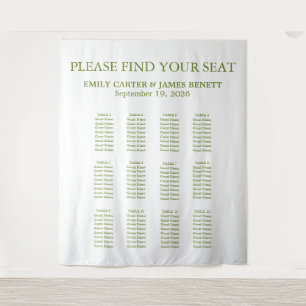 Sage Greenery Wedding Seating Chart Backdrop