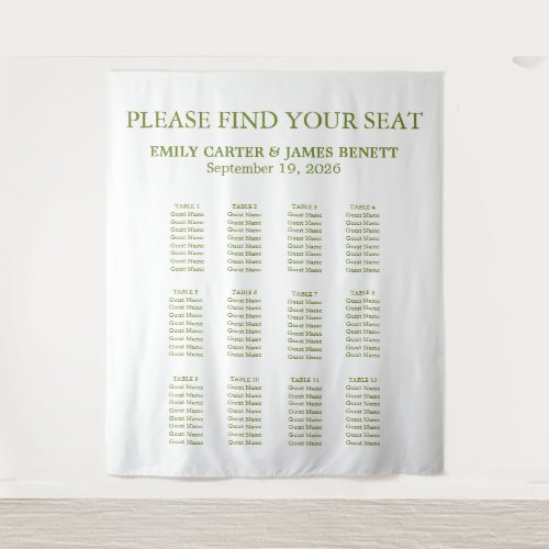 Sage Greenery Wedding Seating Chart Backdrop