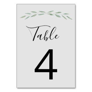 Sage Greenery Wedding Table Number Cards