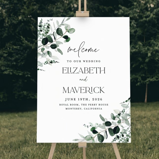 Sage Greenery Wedding Welcome Sign Template Botan (Creator Uploaded)