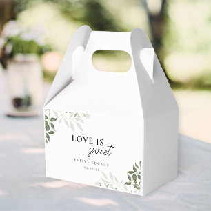 Sage Greenery & White Floral Love is Sweet Wedding Favor Boxes