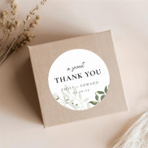 Sage Greenery & White Floral Wedding Thank You