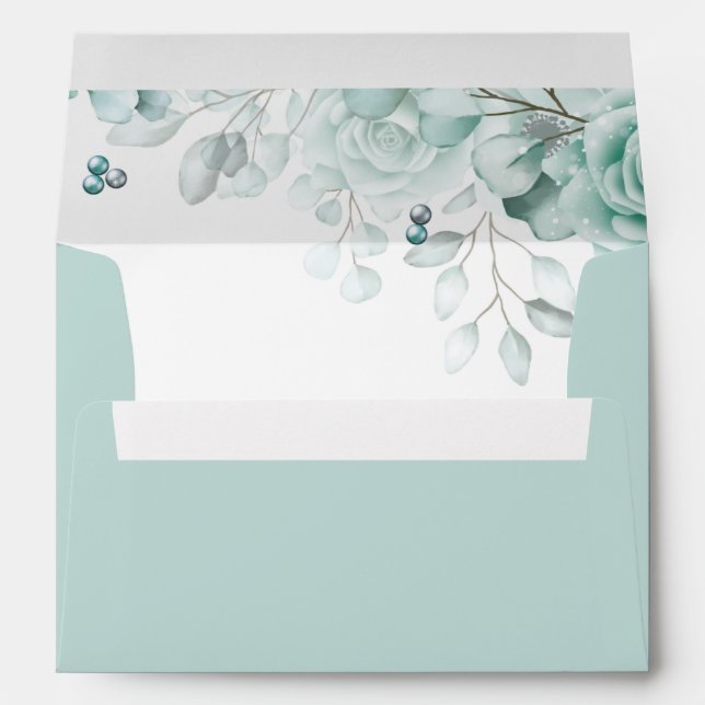 Sage greens Floral Wedding Envelope (Back (Bottom))