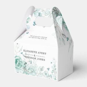 Sage greens Floral Wedding Personalized Favor Boxes
