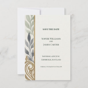 Sage Grey Botanical Save The Date Card
