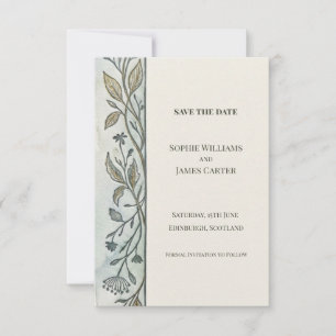 Sage Grey Botanical Save The Date Card