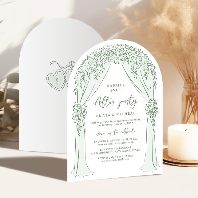 Sage Hand Drawn Floral Arch Wedding party Invitation (Sage Hand Drawn Floral Arch Wedding party Invitation)