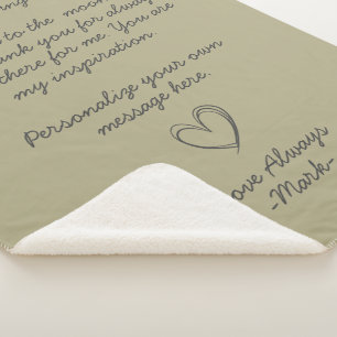 Sage Handwritten Love Letter or Message Sherpa Blanket