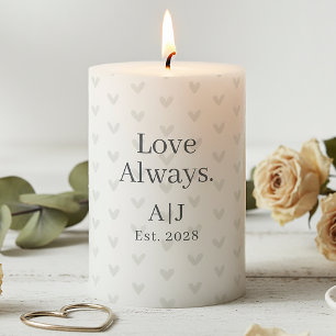 Sage Hearts Love Always Year Established Pillar Candle