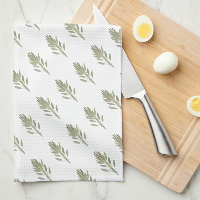 Sage herb botanical plant greenery Kitchen Towel (Quarter Fold)