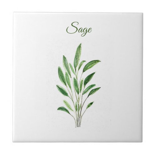 Sage Herb Greenery Kitchen Culinary Green Rustic Ceramic Tile