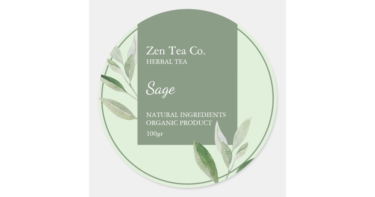 Sage Label Sage Herbal Tea Business Label | Zazzle