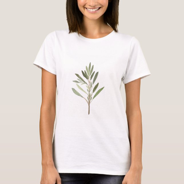 Sage herbs plants kitchen garden watercolor T-Shirt (Front)