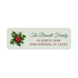Sage Holly Christmas Return Address Label