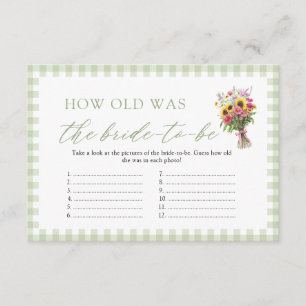 Sage How Old Was The Bride Bridal Shower Game Enclosure Card