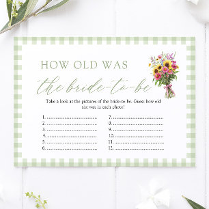 Sage How Old Was The Bride Bridal Shower Game Enclosure Card
